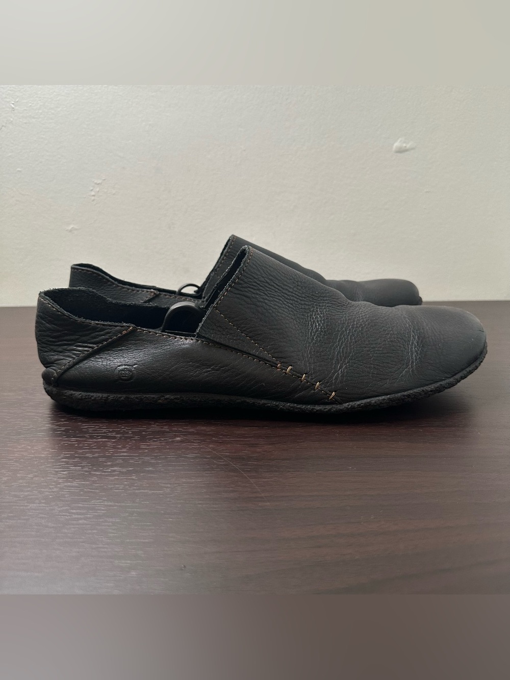 Born Black Leather Minimalist Slip-On Casual Shoes Round Toe Men's 11.5 EU 45.5